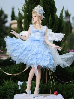 Snow Series JSK Solid Color Layered Pleated Lace Jacquard Star Embroidery Hem Bow Knot Decoration Sequin Pearl Classic Lolita Dress 16 Snow Series JSK Solid Color Layered Pleated Lace Jacquard Star Embroidery Hem Bow Knot Decoration Sequin Pearl Classic Lolita Dress -MIMY Lolita Shop 10 500x672 84