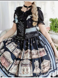 Box Theater Series JSK Printing Embroidery Normal Waist Classic Lolita Sling Dress -MIMY Lolita Shop 10 500x672 90