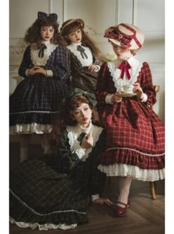 Elegant Vintage Check Woolen Fabric Ruched Ruffled Lace Trim White Lace Jacquard V Neckline Classic Lolita Long Sleeve Dress 23 Elegant Vintage Check Woolen Fabric Ruched Ruffled Lace Trim White Lace Jacquard V Neckline Classic Lolita Long Sleeve Dress -MIMY Lolita Shop 10 500x672 91