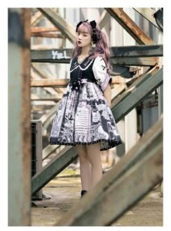 Little Tengu Series OP Doll Collar Printing Black Cute Gothic Lolita Short Sleeve Dress -MIMY Lolita Shop 11 500x672 12