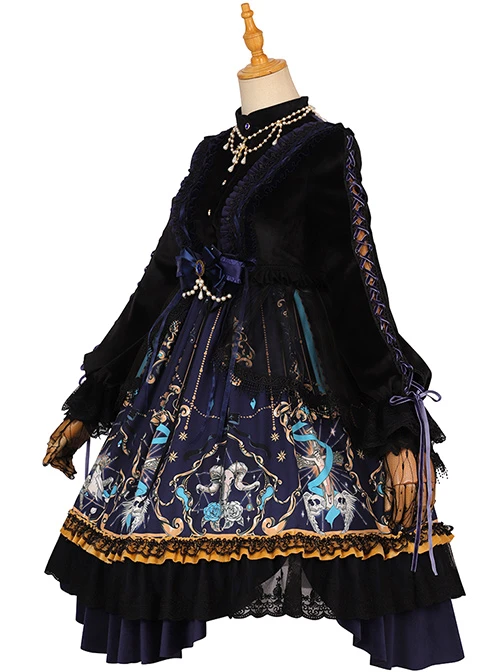 Divine Salvation Series OP Printing Retro Gothic Lolita Long Sleeve Dress Set 8 Divine Salvation Series OP Printing Retro Gothic Lolita Long Sleeve Dress Set - Image 6