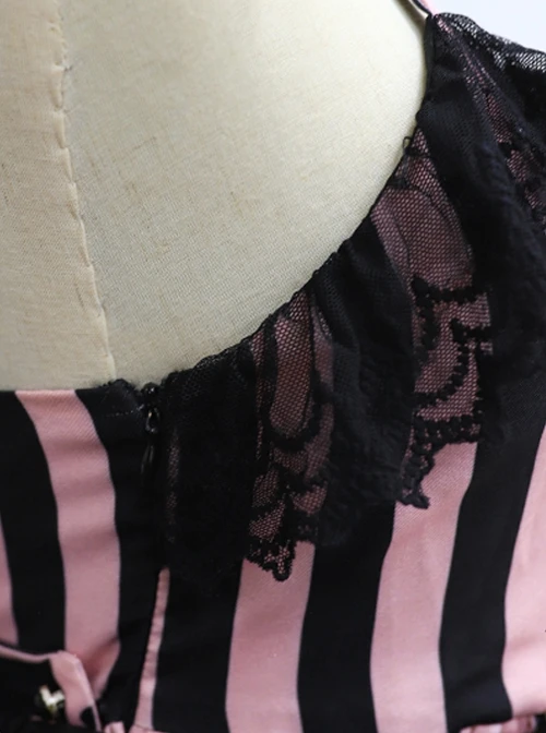 Striped Witch Cat Print Detachable Black Star Lace Net Yarn Halloween Gothic Lolita Sleeveless Dress 6 Striped Witch Cat Print Detachable Black Star Lace Net Yarn Halloween Gothic Lolita Sleeveless Dress - Image 4