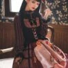 Gothic Strange Circus Skeleton Pattern Print Trim Tight Velvet Vest Pleated Hem Cross Straps Belt Lolita Dress 1 Gothic Strange Circus Skeleton Pattern Print Trim Tight Velvet Vest Pleated Hem Cross Straps Belt Lolita Dress -MIMY Lolita Shop 11 500x672 3