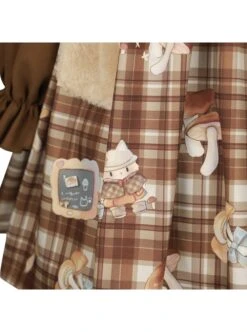 Mushroom Raccoon Series OP Cute Printing Plush Pockets Brown Hooded Sweet Lolita Long Sleeve Dress -MIMY Lolita Shop 11 500x672 44