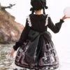 Lost Dreams Series JSK Bowknot Retro Printing Darkness Gothic Lolita Sling Dress -MIMY Lolita Shop 11 500x672 5