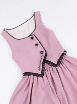 Bach Old Testament Series Pure Color Love Button Retro Polka Dot Top Embroidered Hem Classic Lolita Sleeveless Dress Set -MIMY Lolita Shop 11 500x672 53