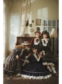 Elegant Vintage Check Woolen Fabric Ruched Ruffled Lace Trim White Lace Jacquard V Neckline Classic Lolita Long Sleeve Dress 17 Elegant Vintage Check Woolen Fabric Ruched Ruffled Lace Trim White Lace Jacquard V Neckline Classic Lolita Long Sleeve Dress -MIMY Lolita Shop 11 500x672 58