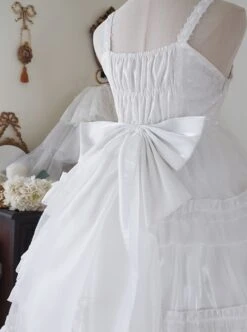 Star Yarn Love Song Series JSK Pure Color Three Stage Cake Hem Oversized Bowknot Trailing Classic Lolita Sleeveless Dress -MIMY Lolita Shop 11 500x672 62