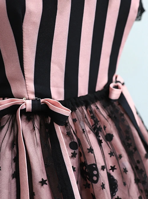 Striped Witch Cat Print Detachable Black Star Lace Net Yarn Halloween Gothic Lolita Sleeveless Dress 14 Striped Witch Cat Print Detachable Black Star Lace Net Yarn Halloween Gothic Lolita Sleeveless Dress - Image 12