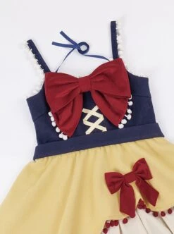 Autumn Winter Special Edition Multicolor Splicing Design Big Bowknot Cute Fur Ball Plaid Snow White Matcha Sweet Lolita Sleeveless Dress JSK -MIMY Lolita Shop 12 500x672 20