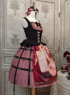 Gothic Strange Circus Skeleton Pattern Print Trim Tight Velvet Vest Pleated Hem Cross Straps Belt Lolita Dress 30 Gothic Strange Circus Skeleton Pattern Print Trim Tight Velvet Vest Pleated Hem Cross Straps Belt Lolita Dress -MIMY Lolita Shop 12 500x672 3