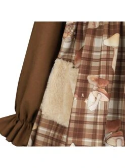 Mushroom Raccoon Series OP Cute Printing Plush Pockets Brown Hooded Sweet Lolita Long Sleeve Dress -MIMY Lolita Shop 12 500x672 33
