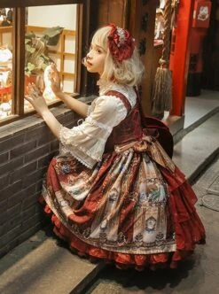 Prophetic Poem Series Multicolor Vintage Cotton Print JSK Classic Lolita Sleeveless Dress -MIMY Lolita Shop 12 500x672 39