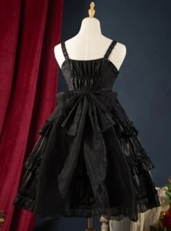 Star Yarn Love Song Series JSK Pure Color Three Stage Cake Hem Oversized Bowknot Trailing Classic Lolita Sleeveless Dress -MIMY Lolita Shop 12 500x672 42