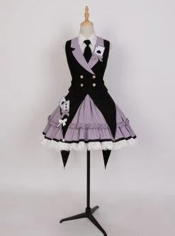 Black-Purple Cute Sweet Handsome Cool Metal Decoration Solitaire Bow-Knot Swallowtail Sleeveless Punk Lolita Dress -MIMY Lolita Shop 12 500x672 43