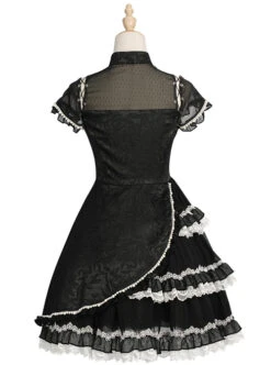 Damask Series OP Chinese Style Black Short Cheongsam Retro Elegant Gothic Lolita Short Sleeve Dress -MIMY Lolita Shop 13 500x672 14
