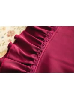 Elegant Satin Lace Lace Collar Tunic Slim Fit Multicolor Puff Short Sleeve Bow Belt Classic Lolita Dress -MIMY Lolita Shop 13 500x672 24