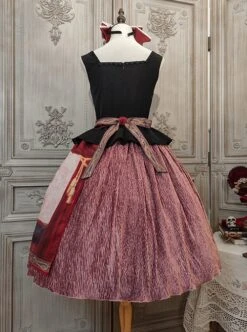 Gothic Strange Circus Skeleton Pattern Print Trim Tight Velvet Vest Pleated Hem Cross Straps Belt Lolita Dress 22 Gothic Strange Circus Skeleton Pattern Print Trim Tight Velvet Vest Pleated Hem Cross Straps Belt Lolita Dress -MIMY Lolita Shop 13 500x672 3