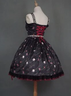Sweet Cool Girly Halloween Clown Print Spider Web Decoration Lace Gothic Lolita Sleeveless Dress -MIMY Lolita Shop 14 500x672 5