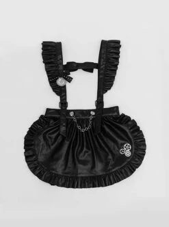 Black Punk Style Cartoon Pattern Print Decoration Pleated Bow Metal Leather Belt Trim Lolita Suspenders Dress -MIMY Lolita Shop 16 500x672 5