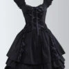 Pure Cotton Black And Lace Gothic Lolita Sleeveless Dress