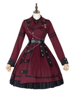 The Battle Of The Jedi Series OP Pure Color Military Style Lolita Red Black Autumn Winter Long Sleeve Dress -MIMY Lolita Shop 1668764251 NFx 500x672 1