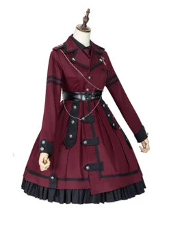 The Battle Of The Jedi Series OP Pure Color Military Style Lolita Red Black Autumn Winter Long Sleeve Dress -MIMY Lolita Shop 1668764257 3vK 500x672 1
