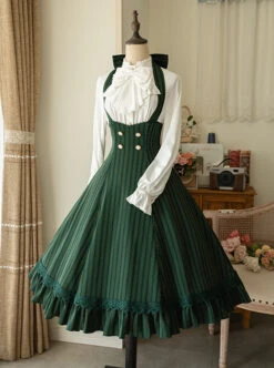Elegant Slim Fit Detachable Halter Large Bow Striped Pocket Two-Wear Sling Classic Lolita Dress -MIMY Lolita Shop 1676360556 6pQ 500x672 1