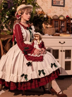 Retro Style Blue Layered Pleated Hem Design Elegant Bow Knots Decoration Long Sleeves Classic Lolita Dress -MIMY Lolita Shop 1684742023 UZz 500x672 1