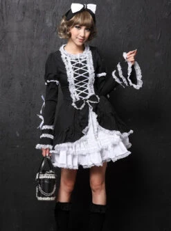 Black Long Sleeves Bowknot White Lace Sweet Lolita Dress -MIMY Lolita Shop 1708326266 GCL 500x672 1