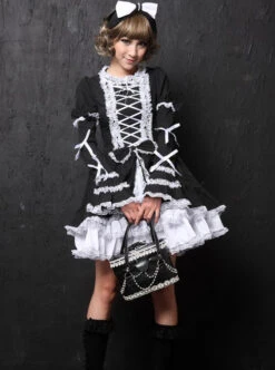 Black Long Sleeves Bowknot White Lace Sweet Lolita Dress -MIMY Lolita Shop 1708326379 Lz8 500x672 1