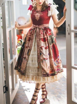 Wanhua Mirror Series Classical Elegant Square Neck Small Fly Sleeve Design Retro Oil Painting Print Ruffle Hem Classic Lolita Short Sleeve Dress 14 Wanhua Mirror Series Classical Elegant Square Neck Small Fly Sleeve Design Retro Oil Painting Print Ruffle Hem Classic Lolita Short Sleeve Dress -MIMY Lolita Shop 1719193737 8iz 500x672 1