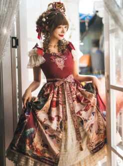 Wanhua Mirror Series Classical Elegant Square Neck Small Fly Sleeve Design Retro Oil Painting Print Ruffle Hem Classic Lolita Short Sleeve Dress 13 Wanhua Mirror Series Classical Elegant Square Neck Small Fly Sleeve Design Retro Oil Painting Print Ruffle Hem Classic Lolita Short Sleeve Dress -MIMY Lolita Shop 1719193742 sjg 500x672 1