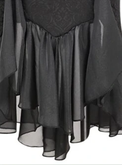 Camellia Series Elegant Black Rose Flower Bow Bead Chain Decoration Irregular Fishtail Hem Gothic Lolita Dress -MIMY Lolita Shop 18 500x672 2