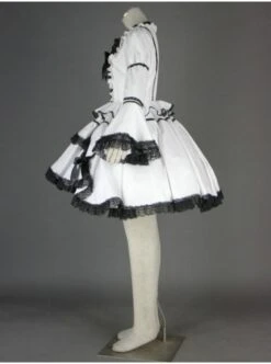 Black And White Long Sleeves Lace Trim Cotton Gothic Lolita Dress -MIMY Lolita Shop 1 180 500x672 1