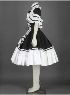 Black And White Cute Girls Cotton Sweet Lolita Dress -MIMY Lolita Shop 1 230 500x672 1
