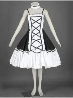 Black And White Cute Girls Cotton Sweet Lolita Dress -MIMY Lolita Shop 1 232 500x672 1