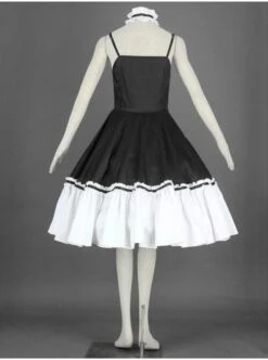 Black And White Cute Girls Cotton Sweet Lolita Dress -MIMY Lolita Shop 1 233 500x672 1