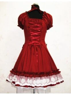Cute Short Sleeves Red Cotton Lolita Dress -MIMY Lolita Shop 1 235 500x672 1