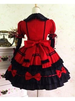 Gothic Long Sleeves Red And Black Lace Cotton Lolita Dress -MIMY Lolita Shop 1 281 500x672 1