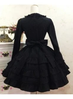Gothic Long Sleeves Black Cotton Lolita Dress -MIMY Lolita Shop 1 299 500x672 1