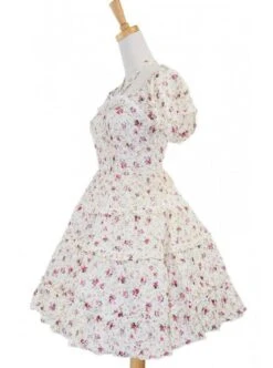 White 100% Cotton Floral Bow Sash Cute Lolita Dress -MIMY Lolita Shop 1 333 500x672 1