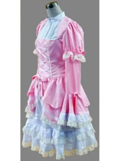 Pink And White Long Sleeves Lace Trim Cotton Sweet Lolita Dress -MIMY Lolita Shop 1 347 500x672 1