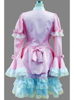 Pink And White Long Sleeves Lace Trim Cotton Sweet Lolita Dress -MIMY Lolita Shop 1 350 500x672 1