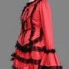 Red Long Sleeves Lace Trim Cotton Girls Sweet Lolita Dress