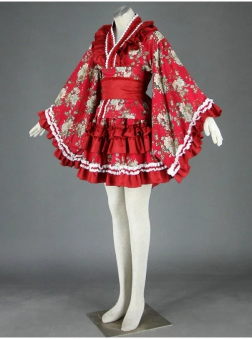 Red Beautiful Long Sleeves Cotton Sweet Lolita Dress 4 Red Beautiful Long Sleeves Cotton Sweet Lolita Dress - Image 2