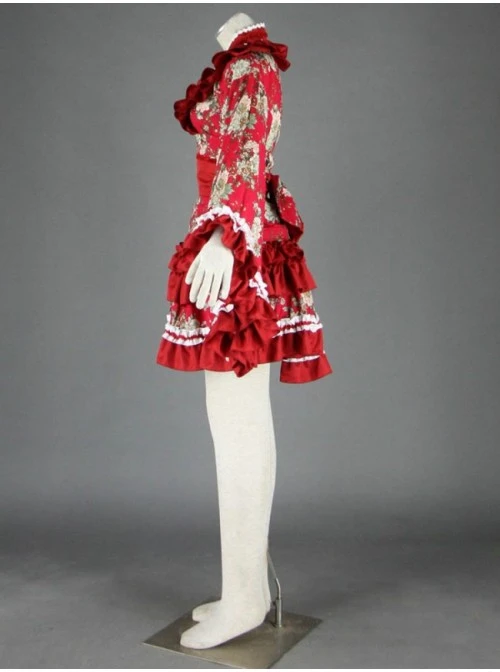 Red Beautiful Long Sleeves Cotton Sweet Lolita Dress 3 Red Beautiful Long Sleeves Cotton Sweet Lolita Dress