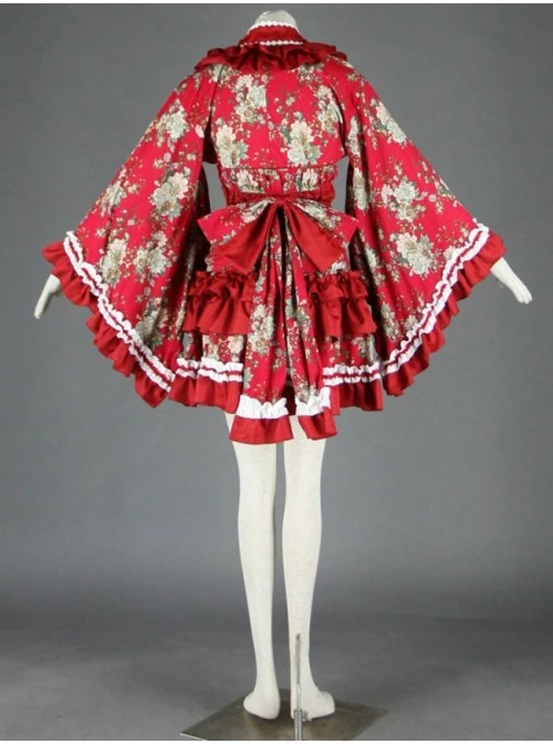 Red Beautiful Long Sleeves Cotton Sweet Lolita Dress 6 Red Beautiful Long Sleeves Cotton Sweet Lolita Dress - Image 4