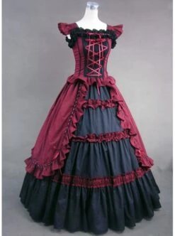 Black And Red Bandage Floral Double-Layer Lolita Prom Dress -MIMY Lolita Shop 1 555 500x672 1