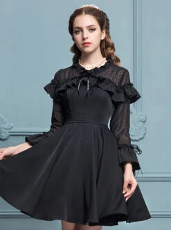 Black Chiffon Slim Stylish Gothic Lolita Long Sleeve Dress -MIMY Lolita Shop 2 500x672 106